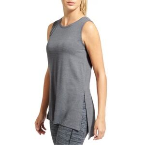 Athleta Women's Side Split Semi Hi-Low Flowy Heather Gray Activewear Tank